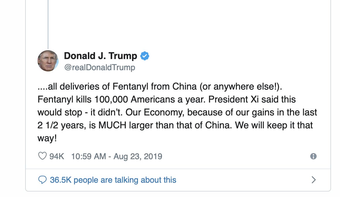 Trump and China’s Twitter War over Fentanyl
